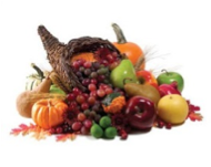 This is a picture of a cornucopia full of vegetables 