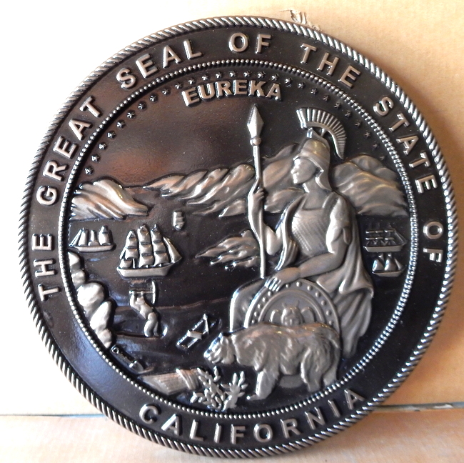 MD4060 - Great Seal of the State of California, Nickel-Silver 3-D with Patina