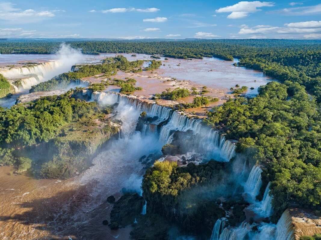 Multiple river waterfalls.