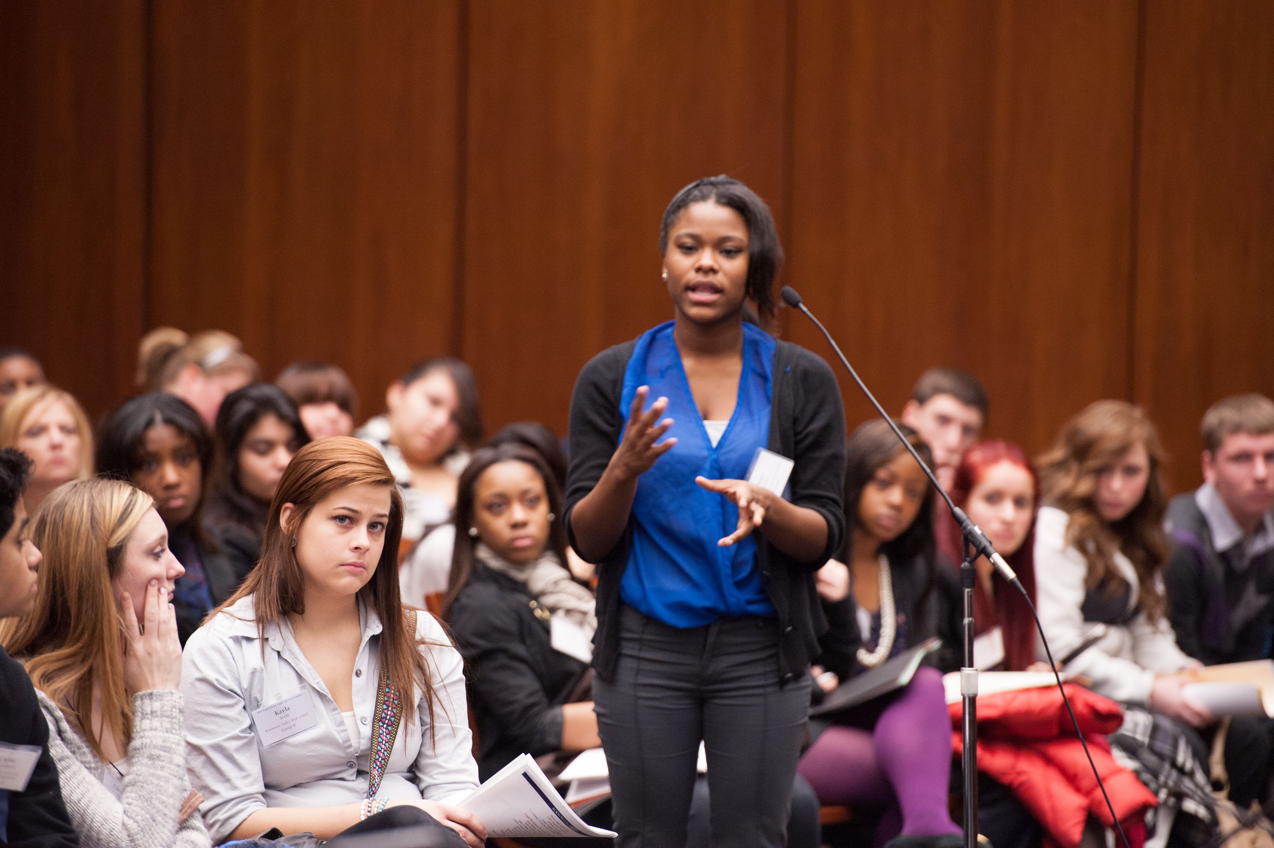 Student advocates in support of a policy during EJUL.