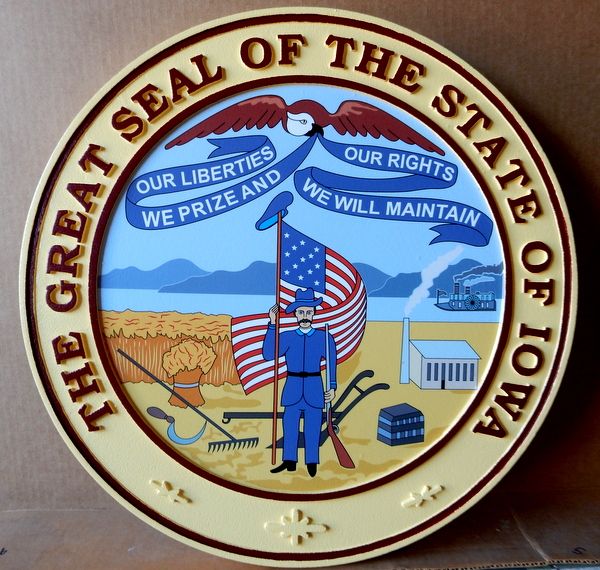 EA-4027 - Great Seal of the State of Iowa on Sintra Board