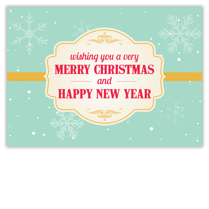 5 x 7 "Merry Christmas and Happy New Year" Snowflakes