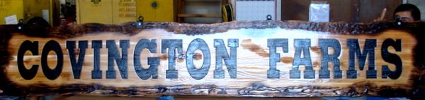 O24957 - Rustic Sandblasted Cedar Sign for "Covington Farms"