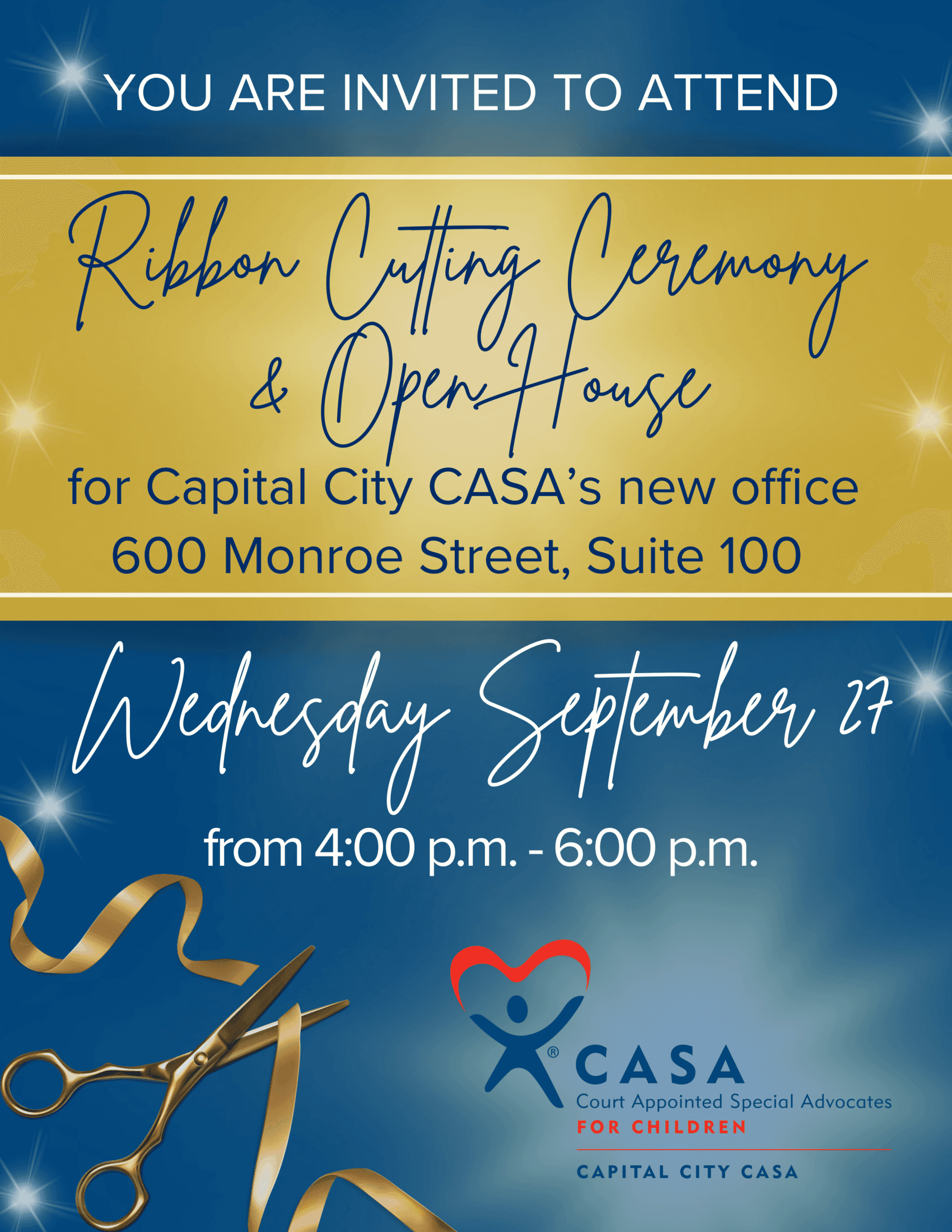 Ribbon Cutting Flyer. Wednesday, September 27 at 4:00 PM