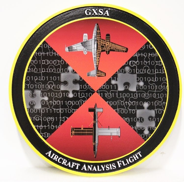 LP-4122 - Carved 2.5-D Multi-Level Raised Relief HDU Plaque of the Crest of the GXSA Aircraft Analysis Flight  