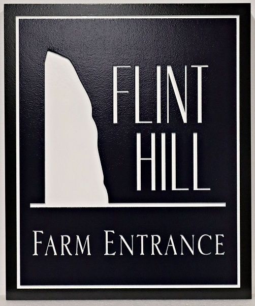 O24560 - Carved HDU Farm Entrance Sign for "Flint Hill"