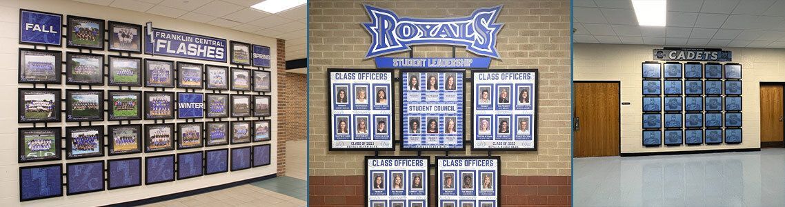 Descon's Framework Displays provide a collection of Flip Frames for your team photos, all on connected framework.