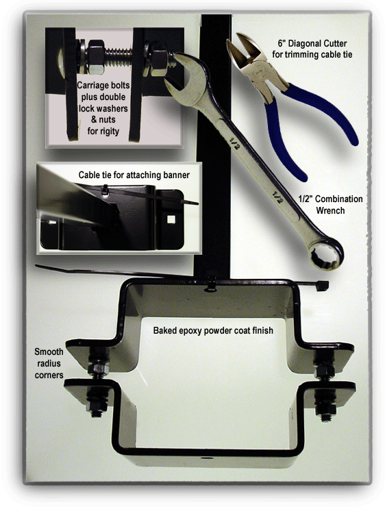 Pole Banner Bracket Parts Assembly & Tools Required