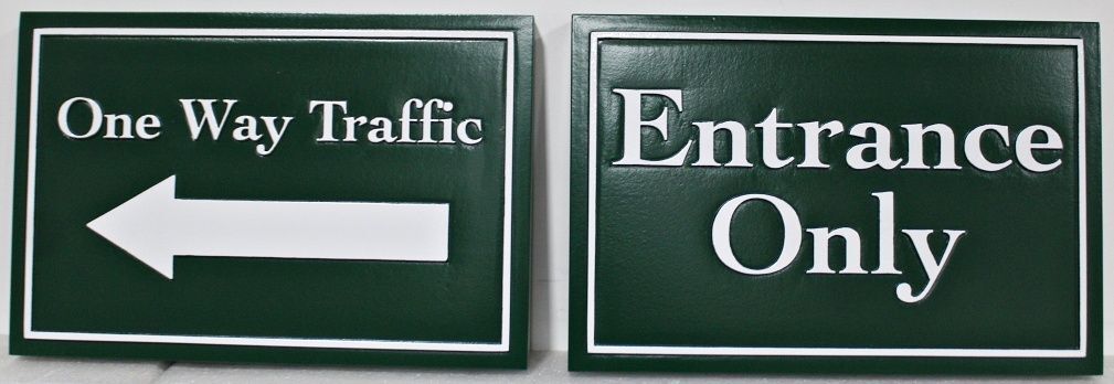 H17516 - Carved and Sandblasted HDU "One Way Traffic" and "Entrance Only" Signs