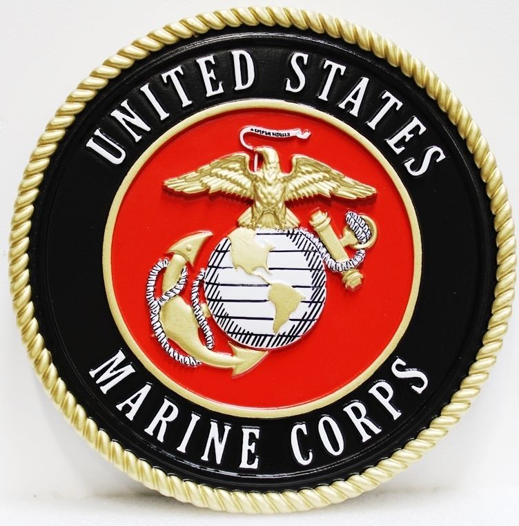 KP-1120 -  Carved Emblem  of the US Marine Corps, 3-D Artist Painted