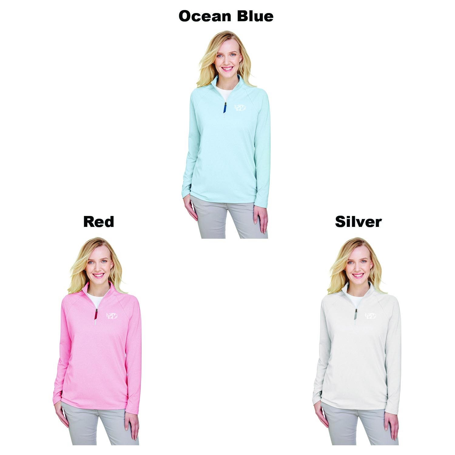 Devon & Jones CrownLux Performance™ Ladies' Clubhouse Micro-Stripe Quarter-Zip