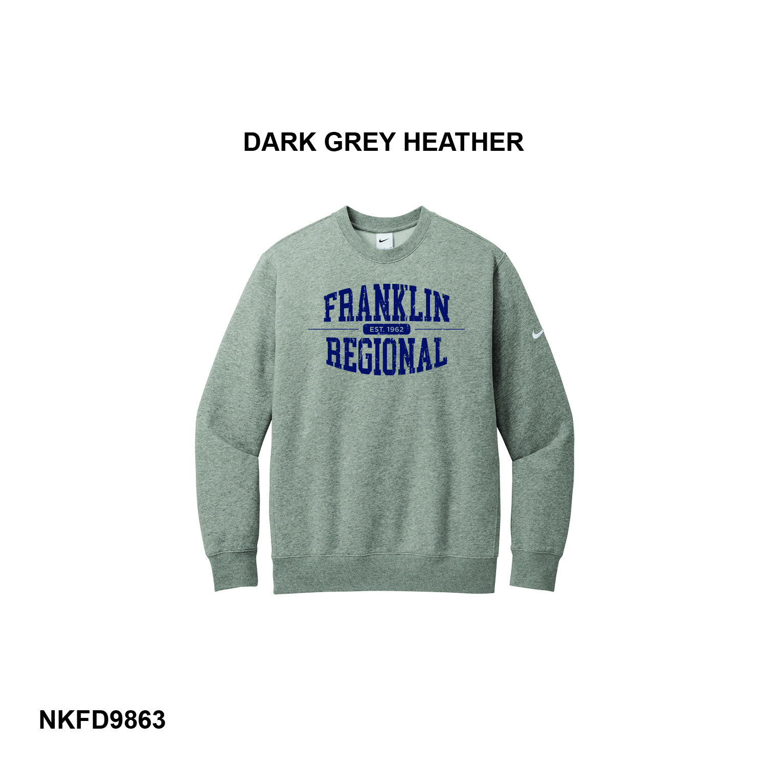 FR ESTD DISTRESSED LOGO - Nike Club Fleece Sleeve Swoosh Crew