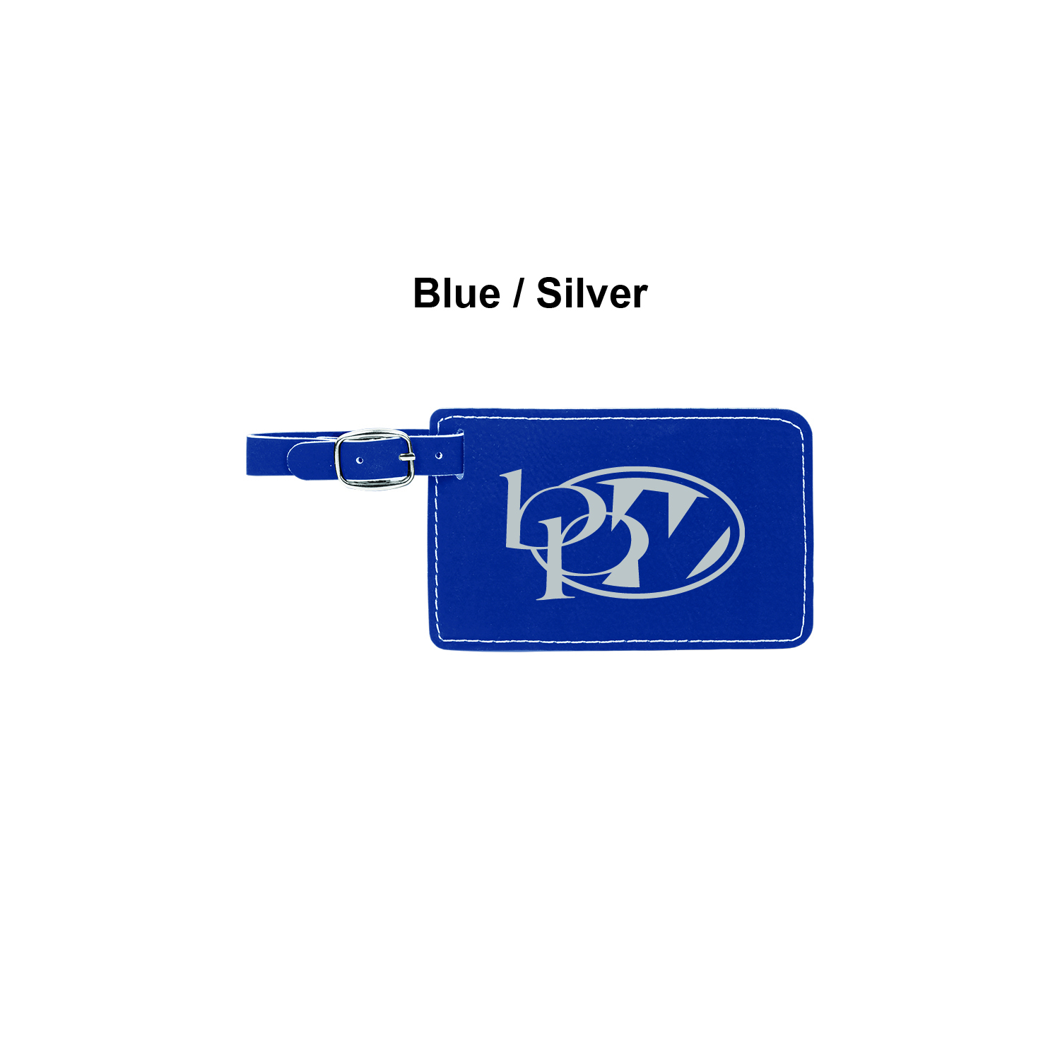 Blue/Silver Laserable Leatherette Luggage Tag