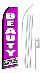 Beauty Supplies Swooper/Feather Flag + Pole + Ground Spike