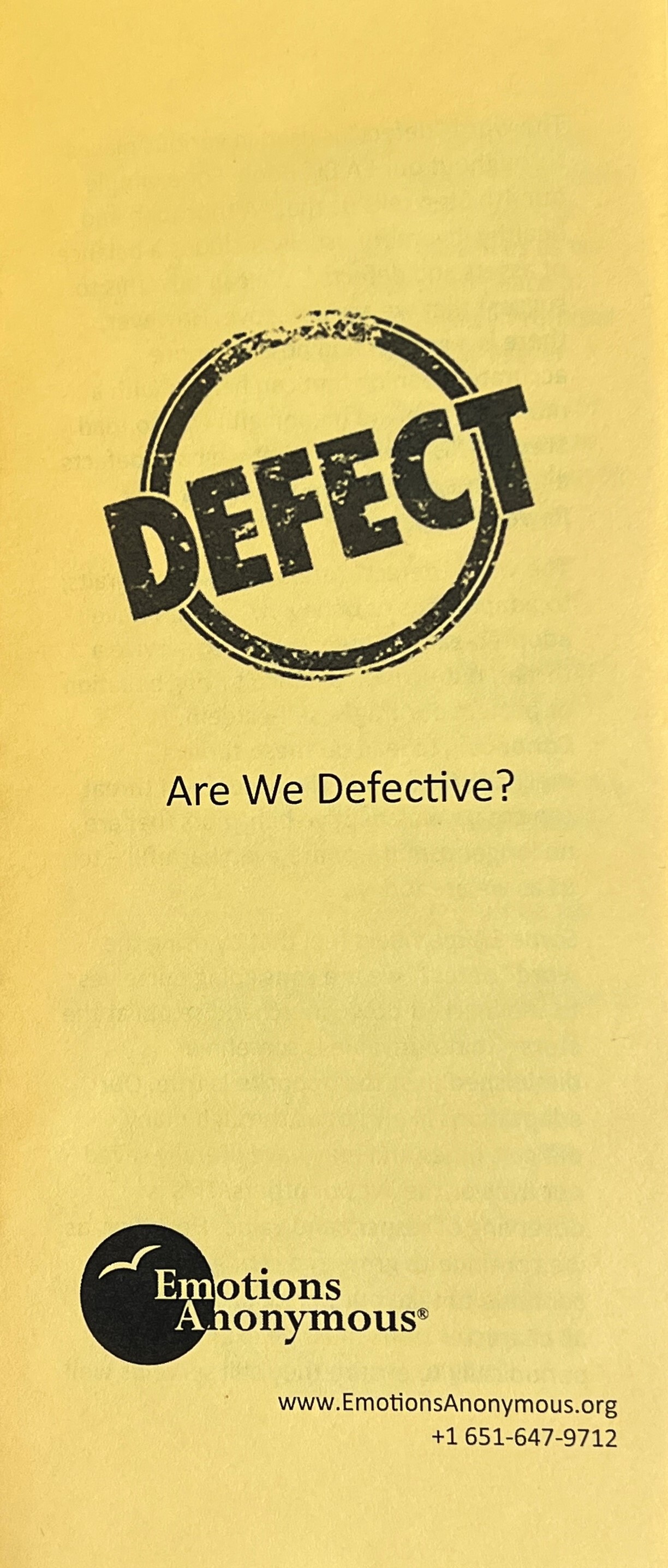 Item #106 — "Are We Defective?" Pamphlet (New in 2023)