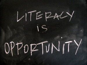 Literacy is Opportunity on chalkboard