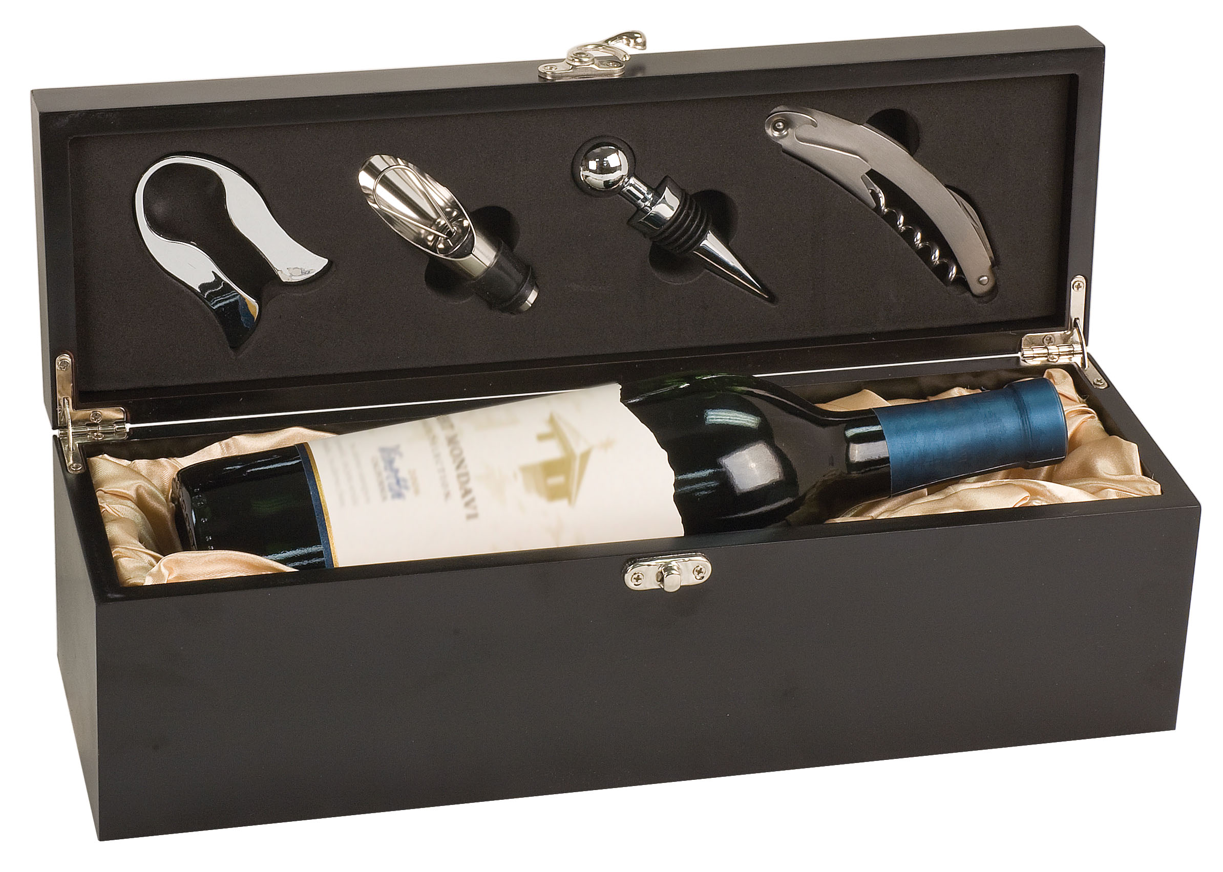 Matte Black Finish Wine Presentation Box w/ Tools