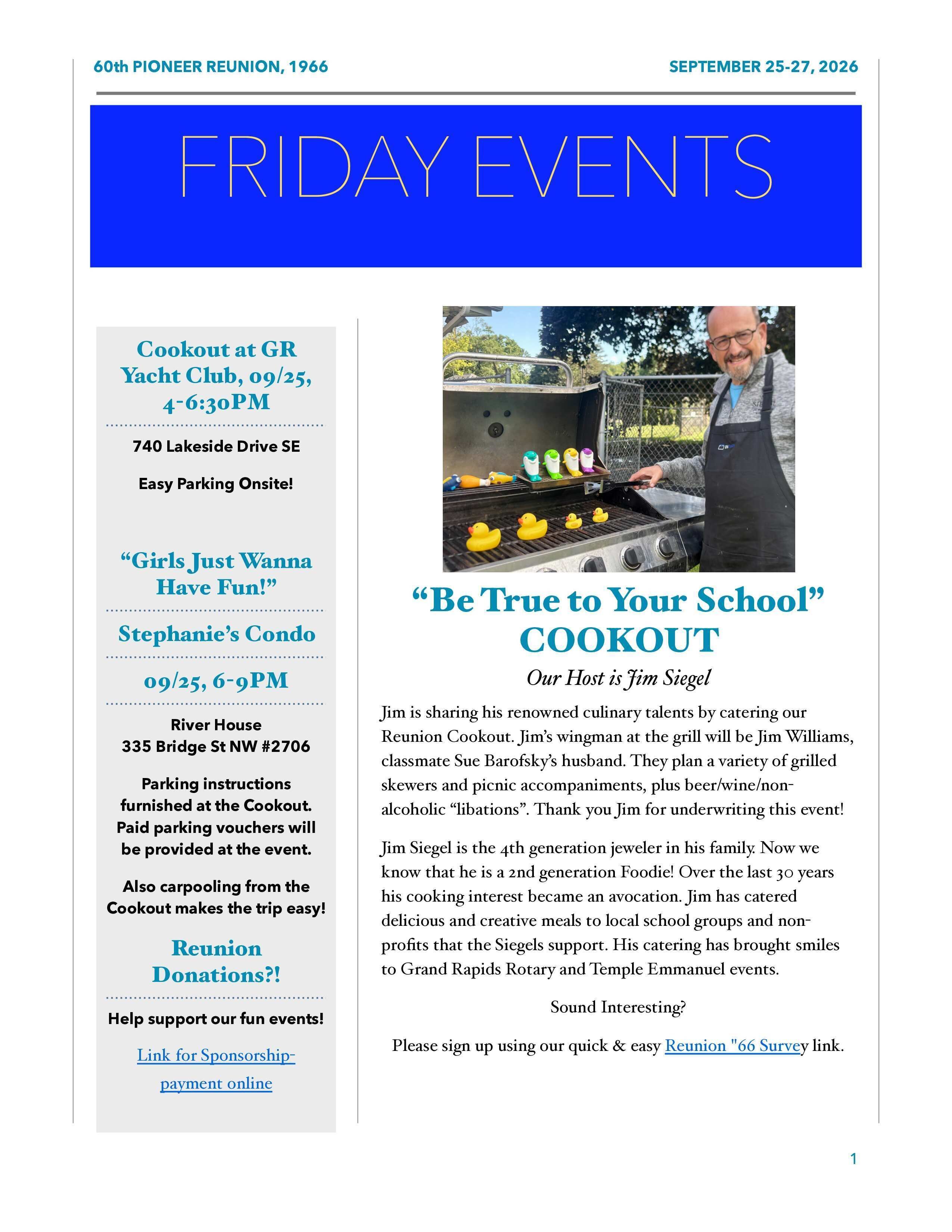 1966 Reunion Friday Events
