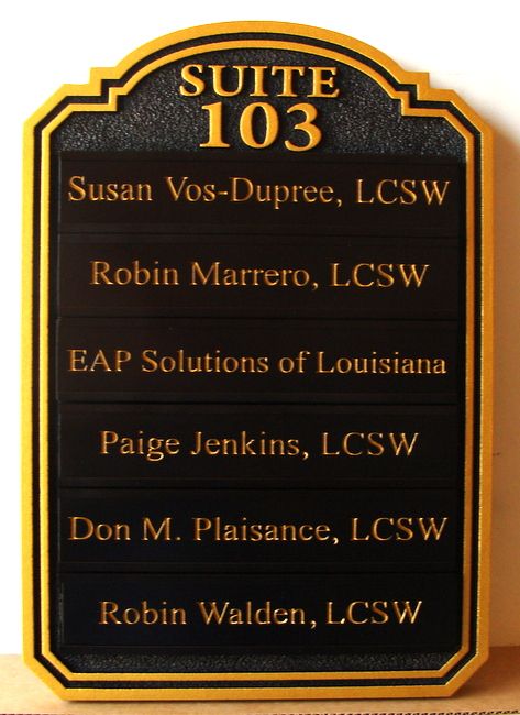 B11382 - Carved Directory Sign for Licensed Clinical Social Worker Practice