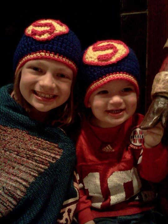 Big sister, Ella, and little brother, Jacob love their new hats