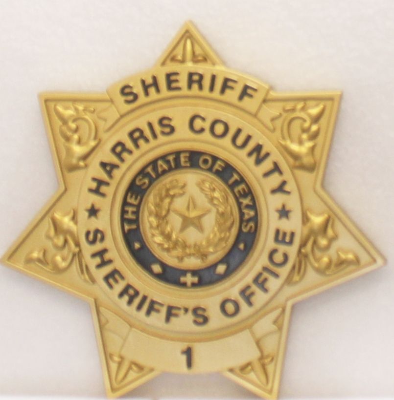 PP-1769 - Carved 3-D Bas-Relief Plaque of the Badge of  the Sheriff's Office of Harris County, Texas 