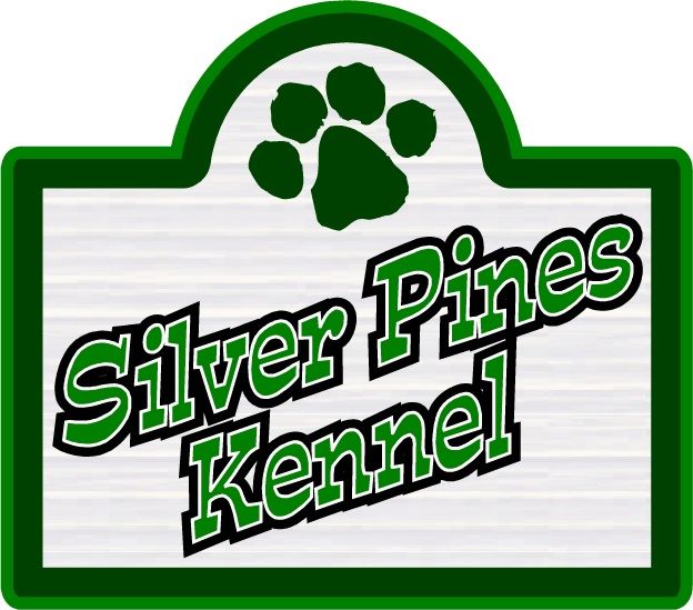 SA28643 - Carved High-Density-Urethane Sign for Kennel, with Dog Pawprint Logo as Artwork 