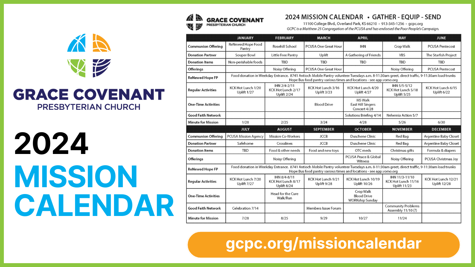 Mission Calendar | GCPC.org