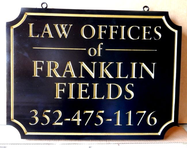 A10027 - Engraved Law Office Hanging Sign, with 24K Gold-Leaf Gilded Text