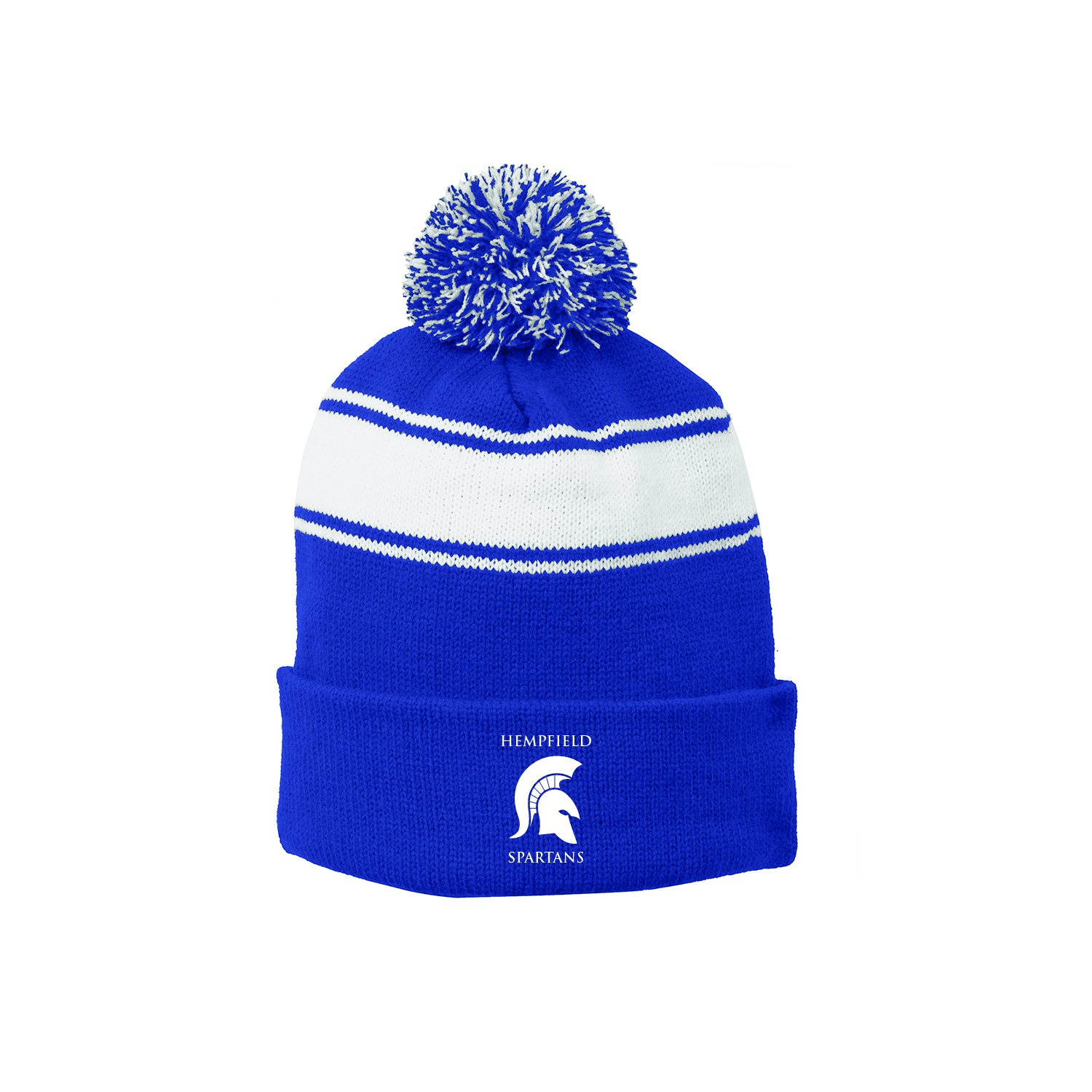 Sport-Tek® Stripe Pom Pom Beanie