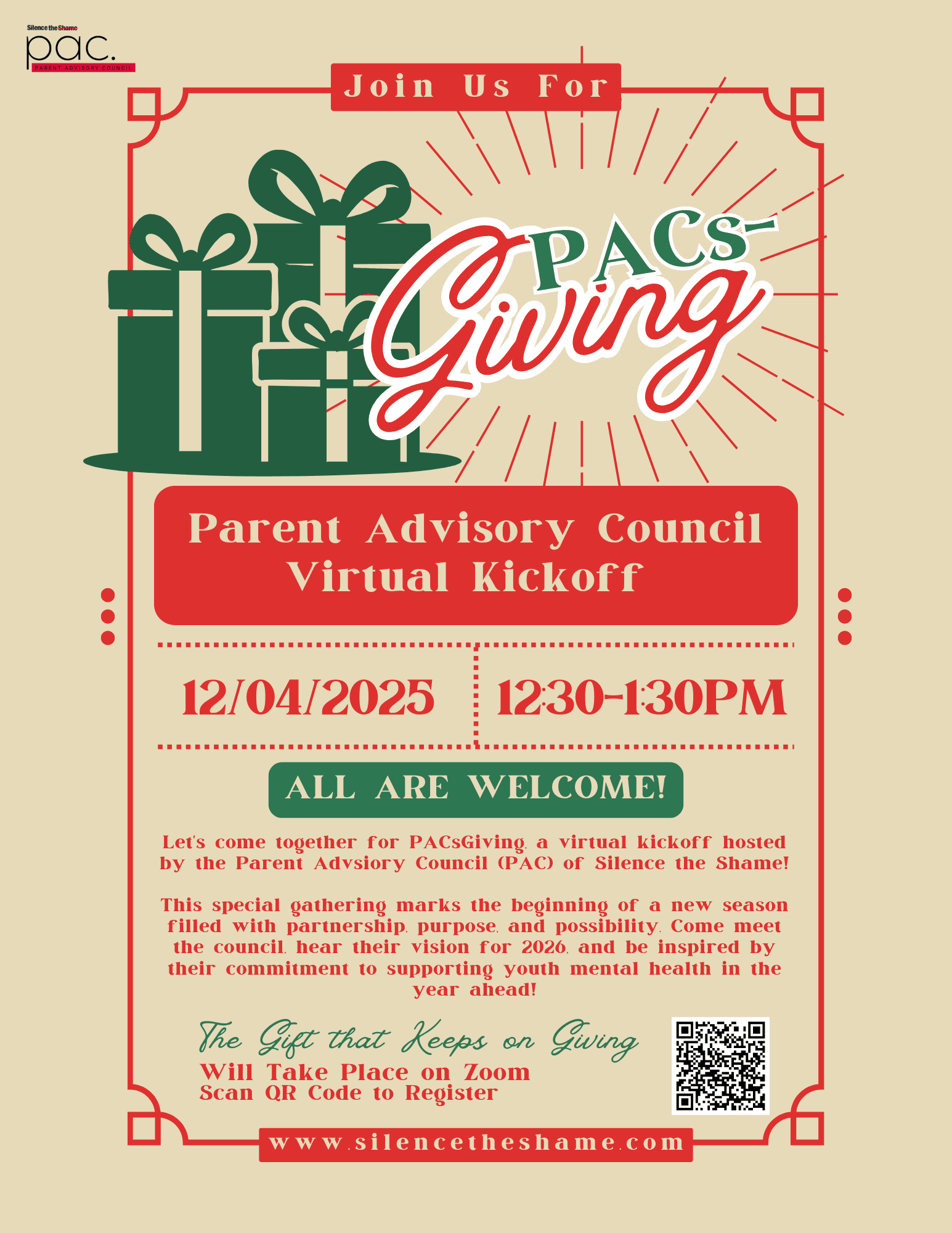 December 4th : PacsGiving Kickoff