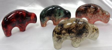 Horsehair Pottery Mini Buffaloes