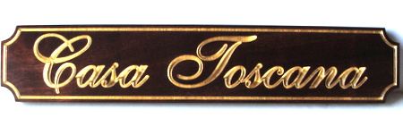 M3002 - Elegant  Property Name Wooden Sign with Embossed Gold Leaf (Gallery 18)