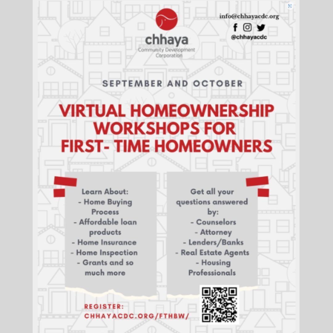 Chhaya Flyer for First Time Homebuyer Workshop with QR code