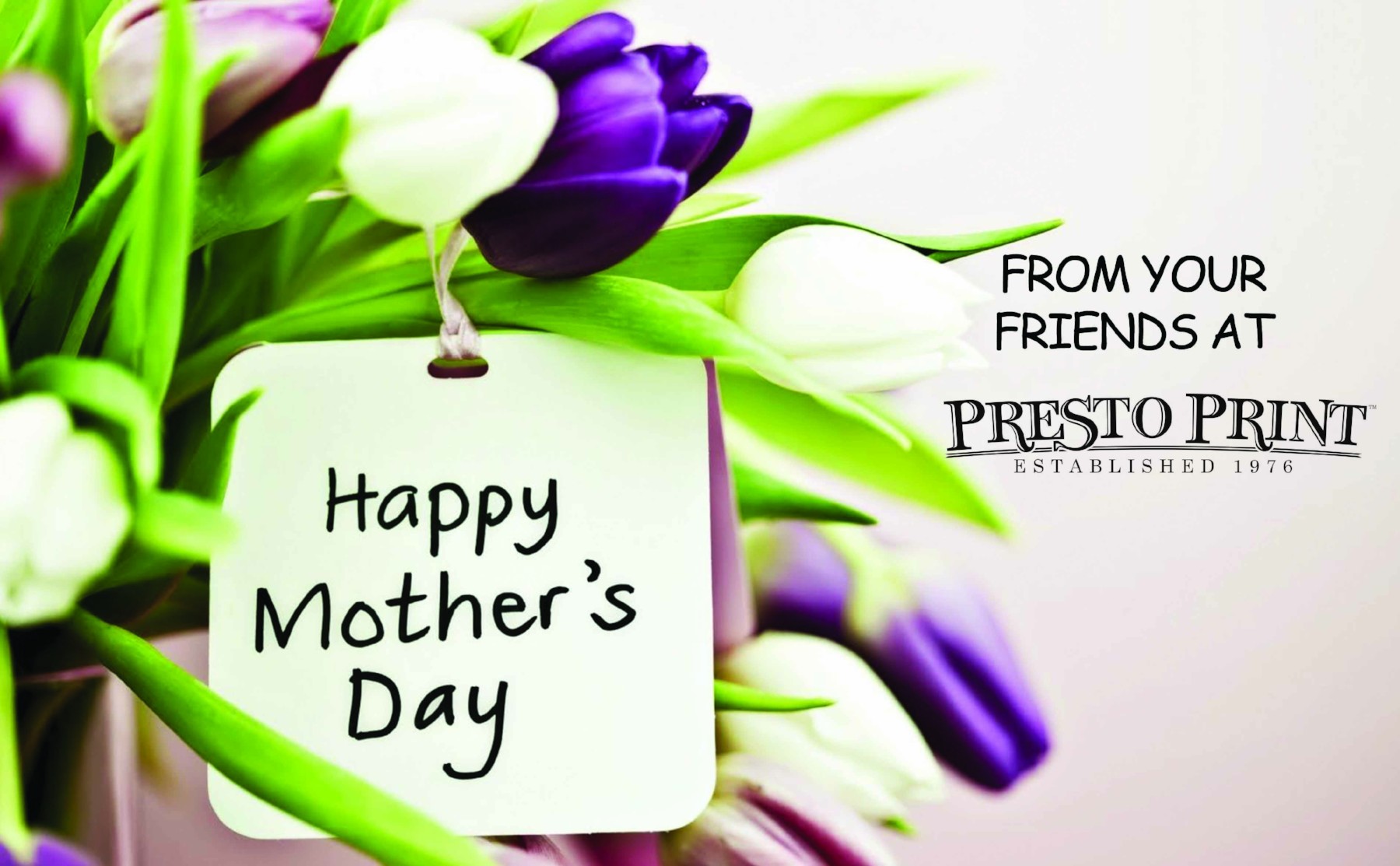 Happy Mother's Day note on flowers