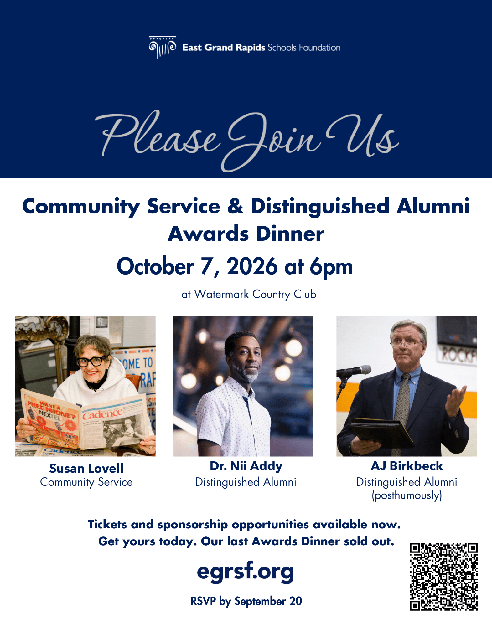 flyer for EGRSF Awards Dinner