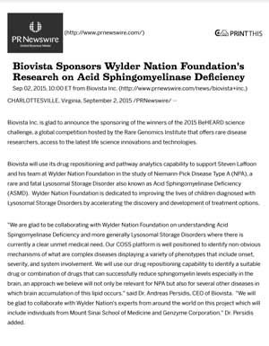 “BioVista Sponsors Wylder Nation Foundation” 