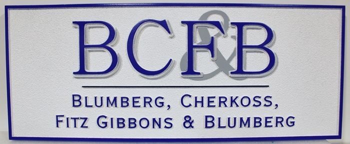 A10501 - Carved and Sandblasted 2.5-D  entrance  sign for the law offices of Blumberg, Cherkoss, FitzGibbons & Blumberg (BCFB)
