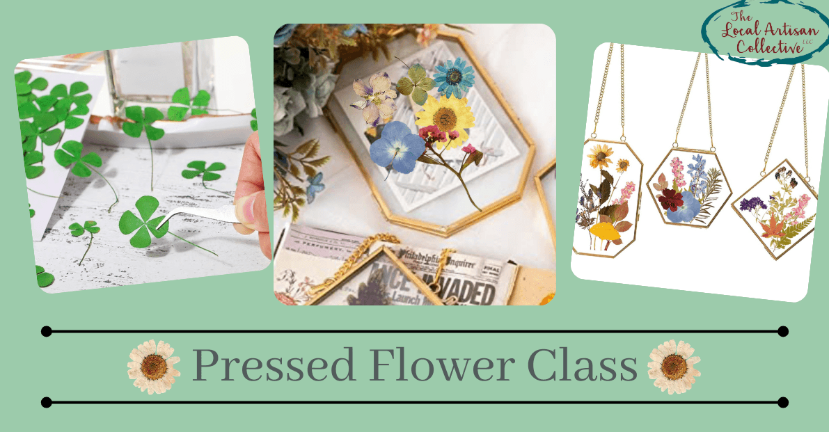 Pressed Flower and Four Leaf Clovers in Hanging Glass 