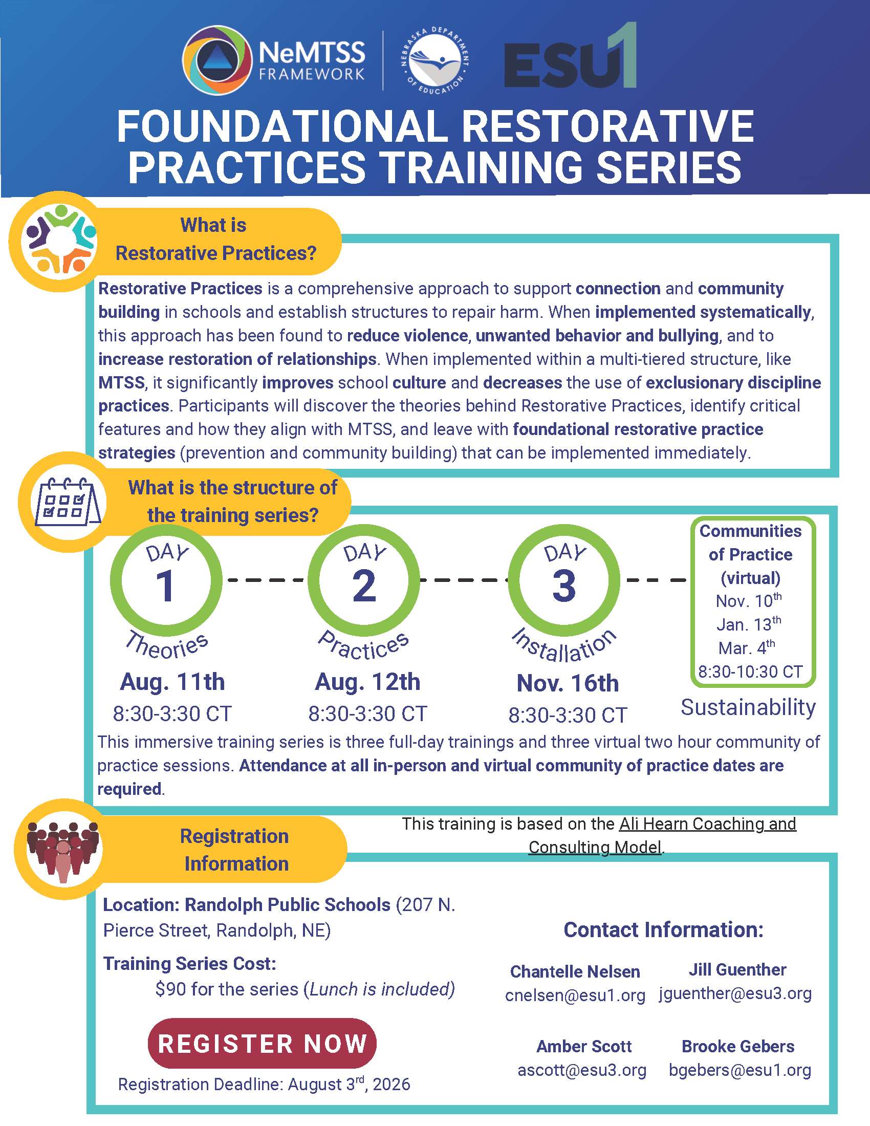 Foundational Restorative Practices Training Series Flyer