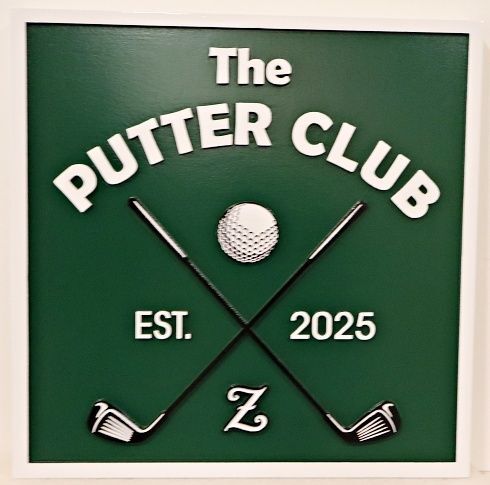 E14643 - Carved and Sandblasted Sign for "The Putter Club"
