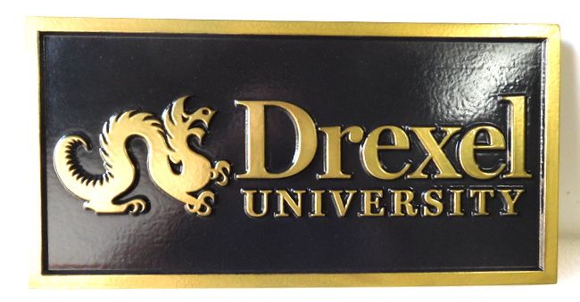 MB2320 - Drexel University Plaque, 2.5-D Hand-rubbed black paint