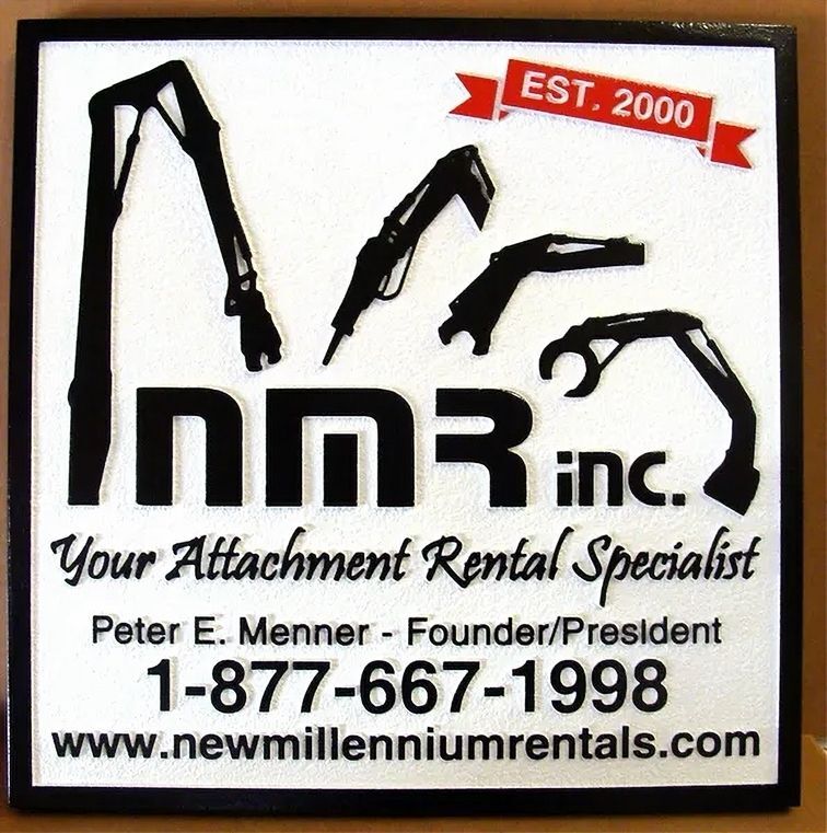  SC38414 - Carved HDU Sign for"NMR, Inc." Robotic Tool Attachment Rental Specialists