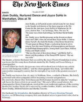 Joan Duddy, Nurtured Dance and Joyce SoHo in Manhattan, Dies at 78