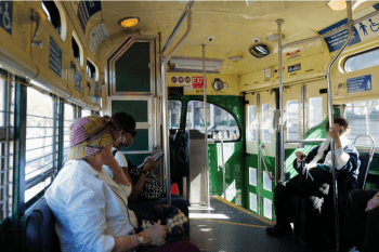 Three bus passengers