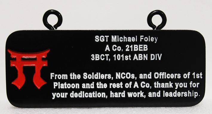 MP-3507 - Recognition Plaque for Sgt. Stationed in Japan, 101st Airborne Division, Engraved Artist-Painted