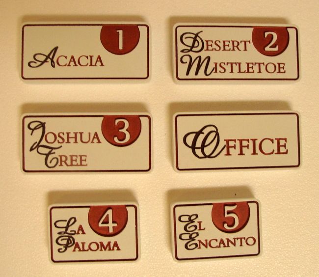 T29215A - Engraved  HDU  Room Name and Number Plaques with  Script Text