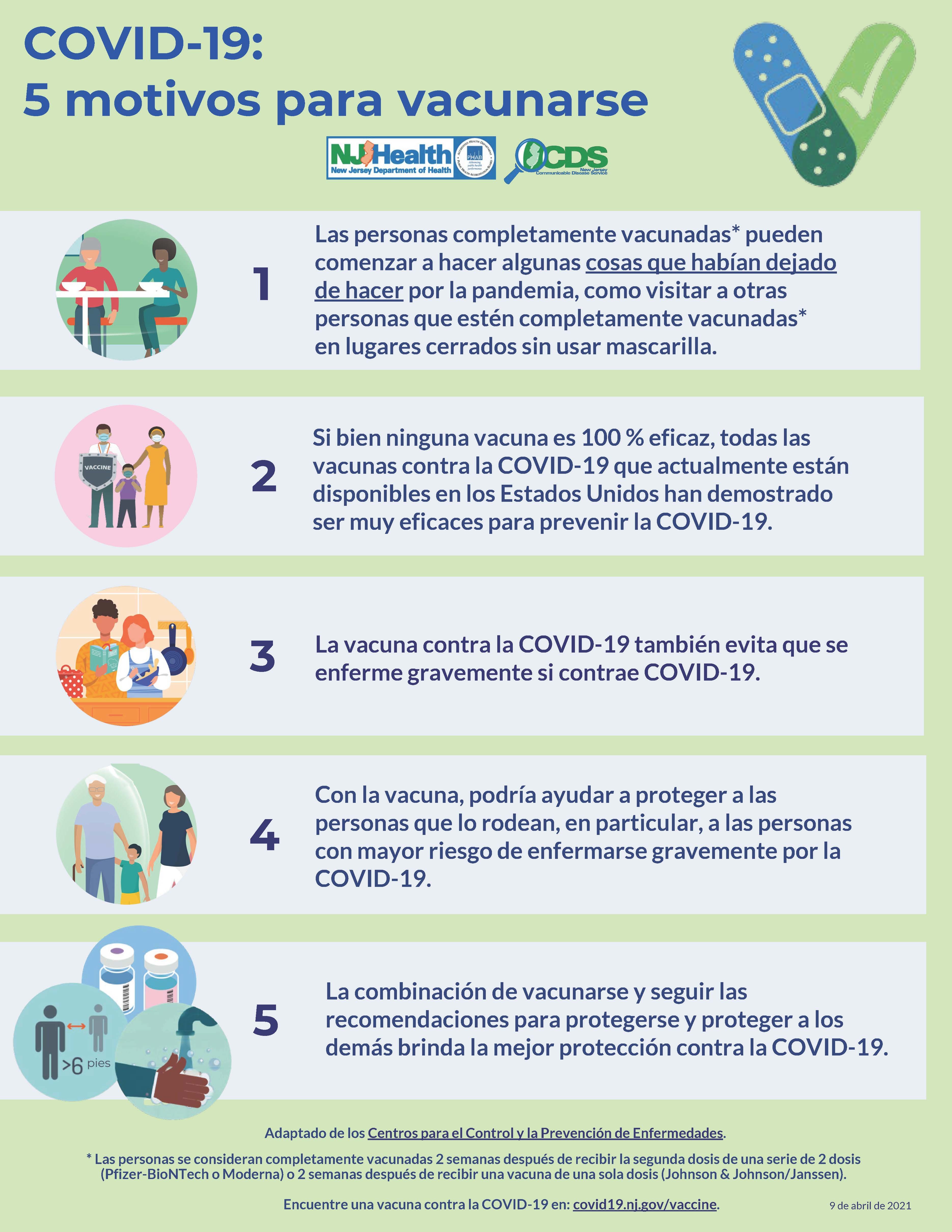 5 Reasons to Get Vaccinated flyer (Spanish)