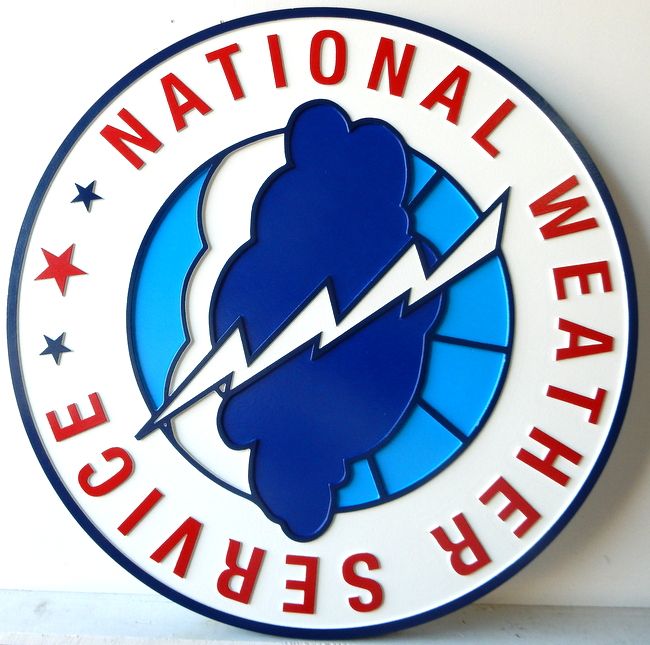 AP-6640 - Carved Plaque of the Seal of the US National Weather Service, Artist Painted