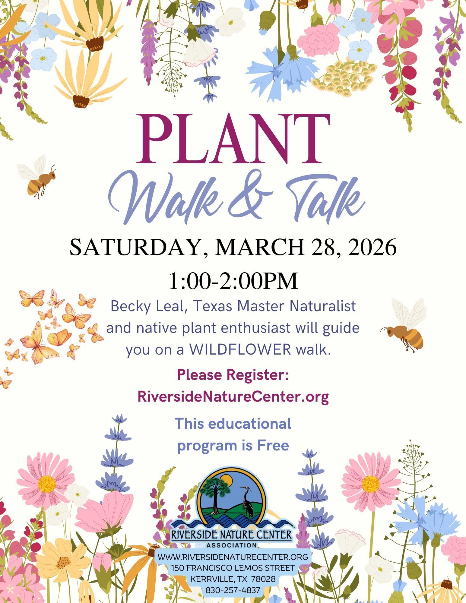 Plants near me, Riverside Nature Center, Kerrville, Nature lover, education about plants, environmental science educator, Becky Leal, wildflowers, agricultural resources, Plant Walk