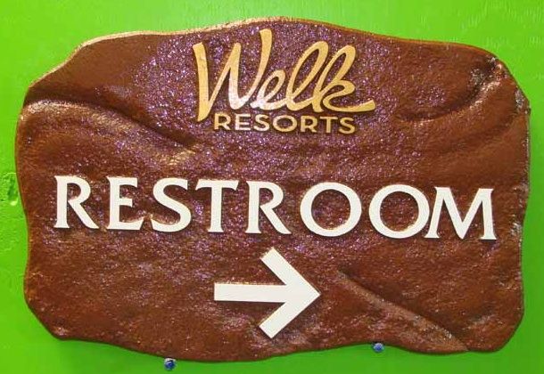 T29419 - Hand-Carved Sculptured "Rock" Restroom Sign for Lawrence Welk Resort 